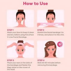 Face facial bandage application for skincare treatment or facial care routine.