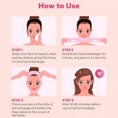 Face facial bandage application for skincare treatment or facial care routine.