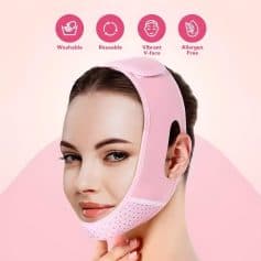 Microfiber facial cleansing mask, waterproof, reusable, vibrant V-face design, allergen-free skincare mask for facial rejuvenation and skincare routines.