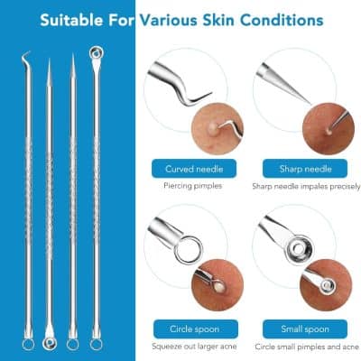 Precision dermatology extraction tools for skincare treatment and acne removal at Monalisa Store.