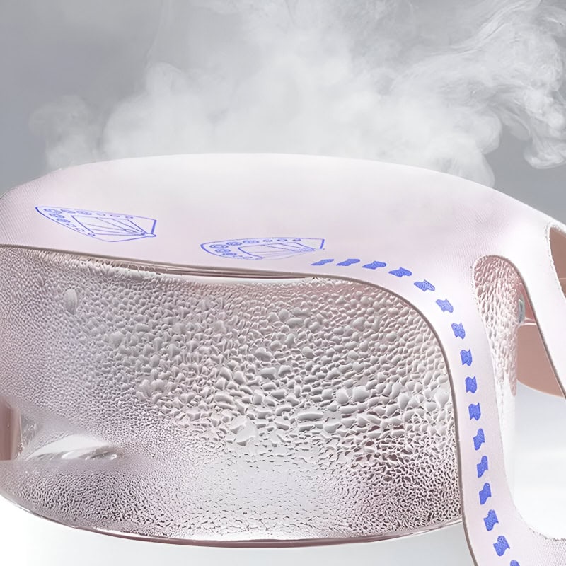 Hyaluronic facial steamer with steam vapor and safety features, enhancing skincare routines and pore cleansing at Monalisa Store.