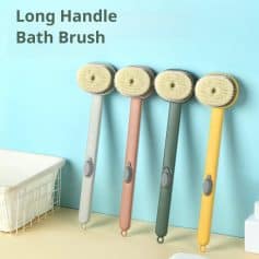 Long Handle Bath Brush, Soft Bristle Long-Handle Scrubber for Easy Cleaning, Stylish Color Options, Durable and Gentle on Skin, Perfect for Bathrooms and Personal Care Routines.
