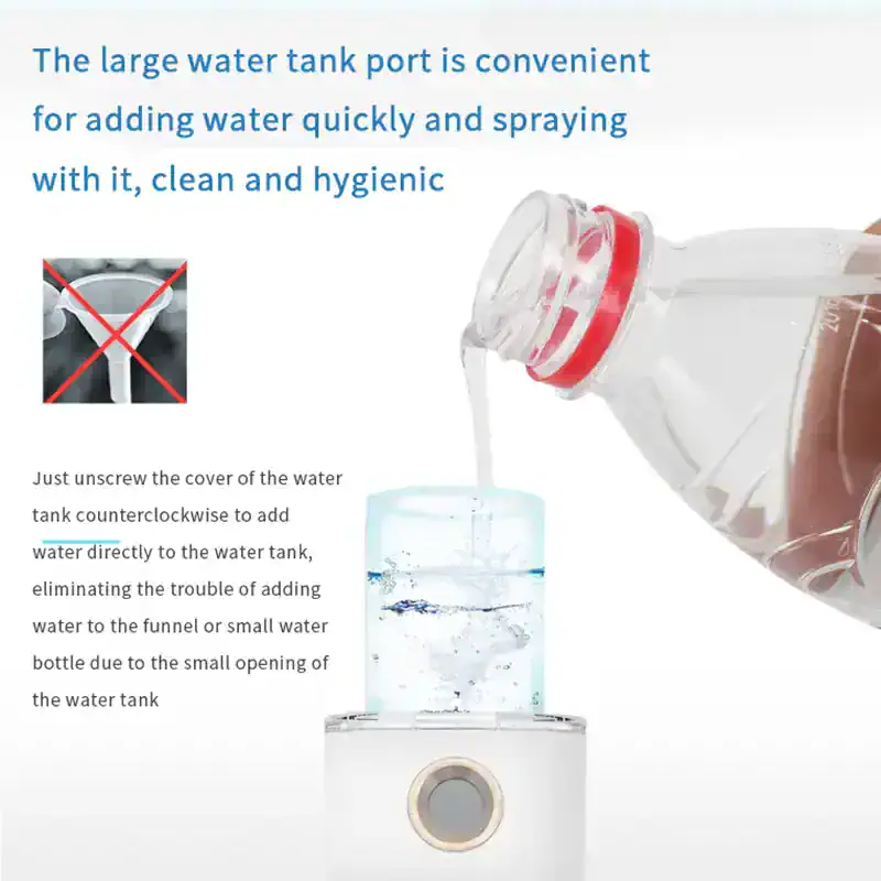 Refill water bottle from monalisa store for hygienic water dispensing; easy to use, clean, and convenient for water addition in medical or cosmetic settings.