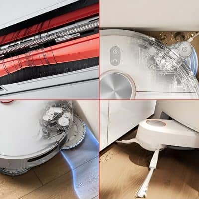 Robot vacuum cleaner, sleek white smart home device, advanced navigation and cleaning technology, suitable for modern homes, easy to operate and efficient for routine housekeeping.