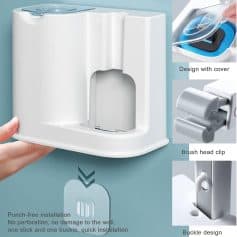 Efficient automatic tissue dispenser with punch-free installation, brush head clip, and buckle design for easy wall mounting, ideal for salon and barber shop hygiene solutions.