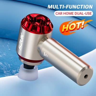 Handheld multi-function water gadget for car, home, and dual-use cleaning, featuring a red and silver design, with