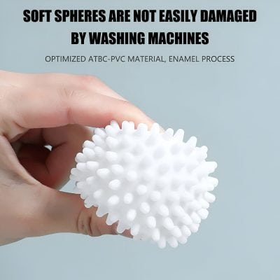 Soft white rubber massage ball with spiked surface, ideal for skin care and facial massage, made from durable ATBC-PVC material, suitable for beauty routines and therapeutic use.