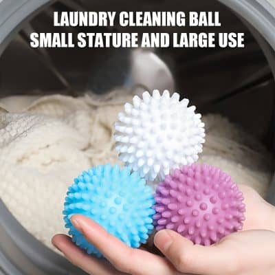 White and pink laundry cleaning balls with textured surface for effective washing.