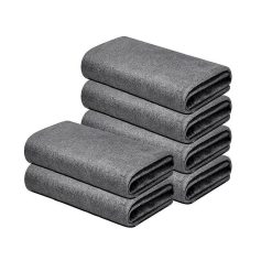 Soft gray microfiber cleaning cloths for eyewear care and optical maintenance.
