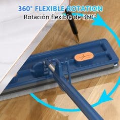 360° flexible rotation mop with adjustable handle for easy cleaning, effective for hardwood floors and tiles, lightweight and ergonomic design for comfortable use.