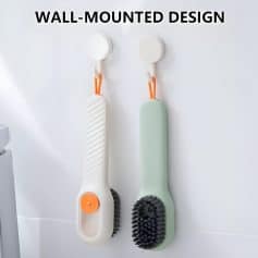 Electric cleaning brushes with wall hooks in a modern medical or beauty clinic setting.