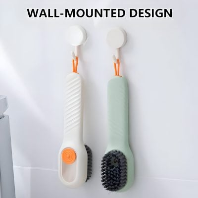 Electric cleaning brushes with wall hooks in a modern medical or beauty clinic setting.