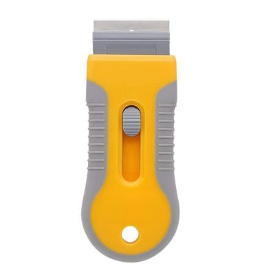 Yellow and gray utility knife for medical or professional use, designed for precise cutting and safety features. Perfect for medical, dental, or optometry applications.