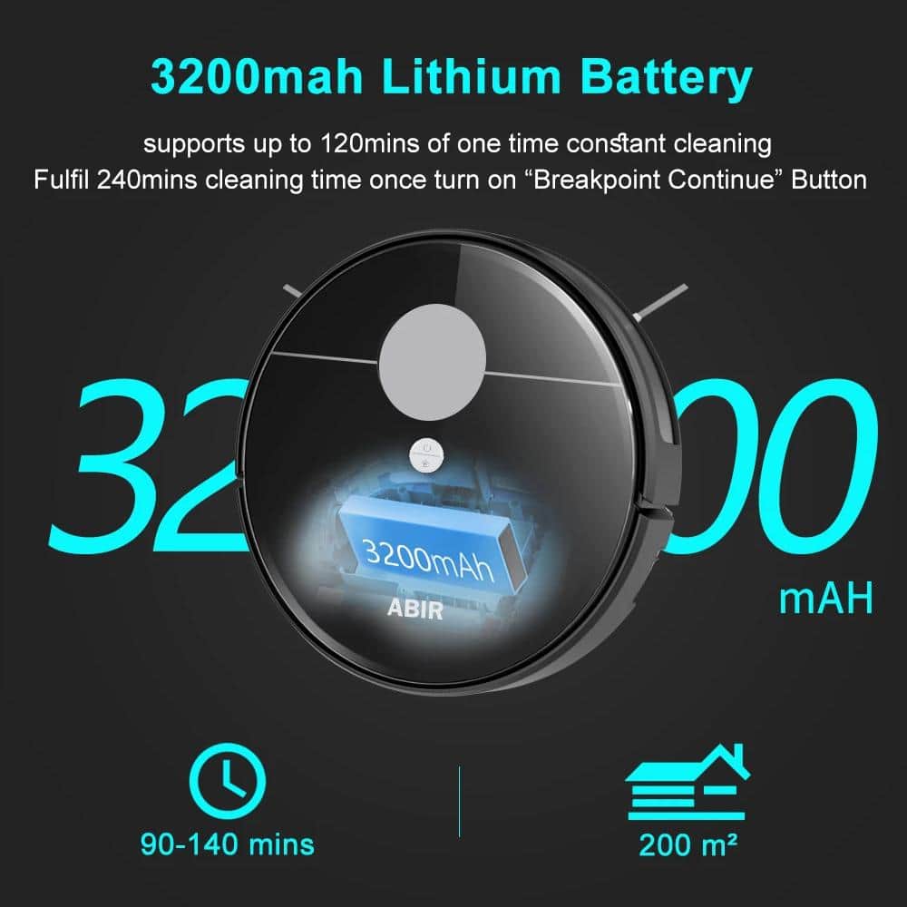 High-capacity 3200mah lithium battery for home cleaning robots, supports up to 120 mins of continuous operation, perfect for 200m² cleaning areas.