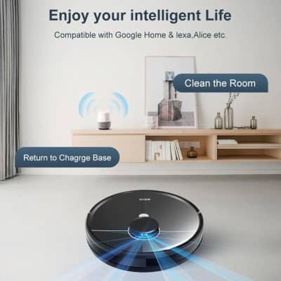 Voice-controlled smart home device from Monalisa Store for automated cleaning and home management, compatible with Google Home and Alexa, offering convenient voice commands for a smarter lifestyle.