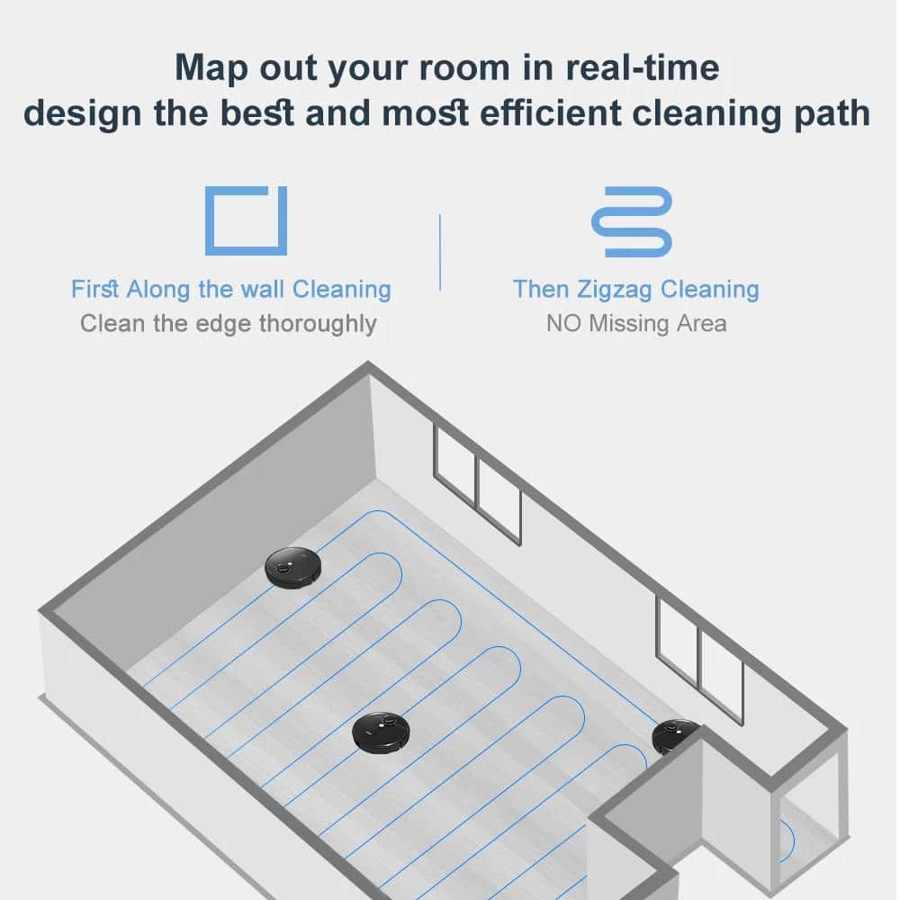 Robotic vacuum cleaning floor with smart mapping technology, ideal for home cleaning and maintenance.