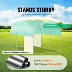 24mm galvanized pipe frame for greenhouse structure with durable wall thickness.