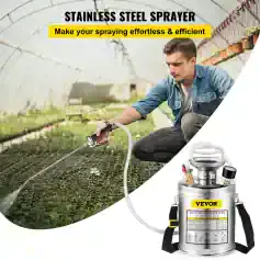Pressure washer for garden and plant care in a greenhouse, featuring stainless steel spray equipment and professional gardening tools.