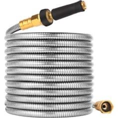Flexible stainless steel medical hose with brass connectors, ideal for healthcare and cosmetic procedures. Monalisa Store offers high-quality, durable medical equipment.
