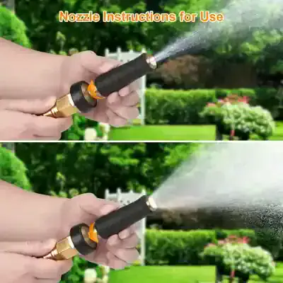 Spray bottle nozzle for garden or plant watering, with images showing spray pattern, promotion of garden tools, outdoor watering equipment, horticulture accessories, Monalisa Store product.