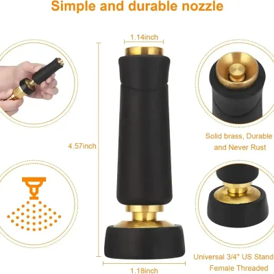 High-quality durable dental nozzle with gold accents, measuring 4.57 inches in height and 1.18 inches in width, designed for precision and longevity in dental procedures.