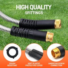 Durable vacuum hose fittings with anti-crush design, soft plastic protective covers, and American screw connections for reliable plumbing and industrial use.