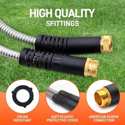 Durable vacuum hose fittings with anti-crush design, soft plastic protective covers, and American screw connections for reliable plumbing and industrial use.
