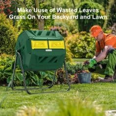 Biodegradable Yard Waste Compost Bin for Recycling Organic Leaves Grass on Lawn.