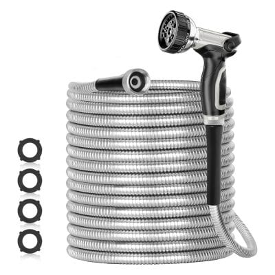 Flexible shower hose with handheld shower head for bathroom renovations and plumbing accessories. Durable, easy to install, and great for modern bathroom setups.