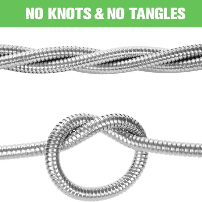 Flexible stainless steel medical tubing coil, no knots or tangles, used for surgical or hospital applications. Perfect for medical devices needing durable, flexible, knotless tubing solutions.
