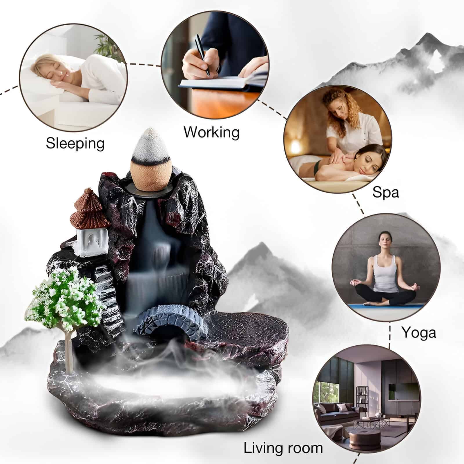 Wearable water fountain for relaxation and wellness products at Monalisa Store featuring spa, yoga, sleep, working, and living room relaxation solutions.