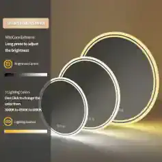 Adjustable LED mirror with smart touch sensor, customizable brightness and lighting color options, ideal for high-precision optical and beauty applications at Monalisa Store.