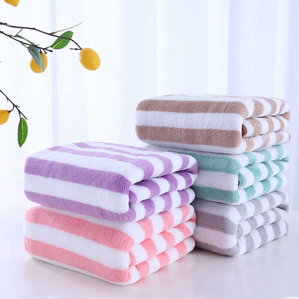 Luxury striped towels for bathroom, soft and absorbent cotton towels, pastel color set, Monalisa Store, premium quality bath towels for home spa and luxury gifting.