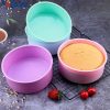 Silicone cake molds in pastel colors for baking and dessert decorating.