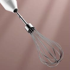 Stainless steel medical whisk in close-up, sleek kitchen utensil for professional food preparation or medical purposes, modern design with a comfortable handle.