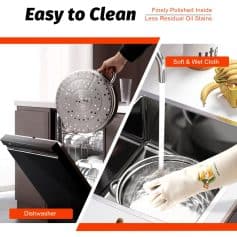 Dishwasher cleaning kitchen appliances with soft and wet cloth for easy stain removal.