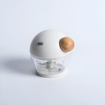 Ear and eye therapy device for skincare and pain relief, featuring a sleek white design with a wooden ear mold. Ideal for innovative facial treatments and wellness routines.