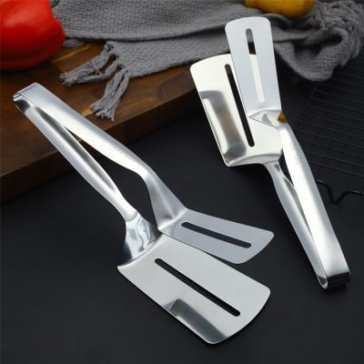 Stainless steel spatula and turner set for grilling and cooking, premium kitchen tools from Monalisa Store.