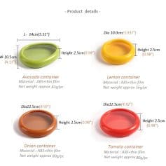 Avocado and lemon containers for food storage, made from durable ABS+thin film material, available in various sizes for kitchen organization, perfect for storing fruits and vegetables.