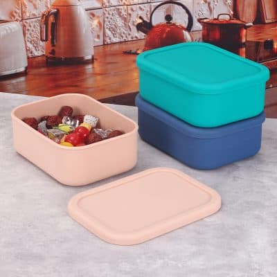 Plastic storage containers with lids, ideal for kitchen organization and food storage solutions. Hygienic, durable, and stackable for easy countertop or pantry use. Perfect for keeping snacks fresh and clutter free.