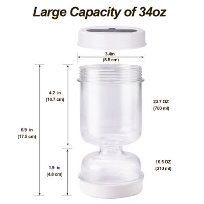 Clear plastic storage container with a 34oz capacity, featuring a secure lid and compact design, ideal for medical, cosmetic, or storage needs.