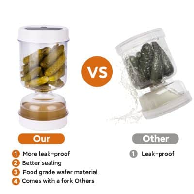 Vial food storage container with leak-proof sealing, food-grade wafer material, and fork compatible design for optimal food preservation and cleanliness.