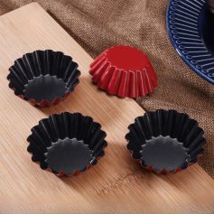 Mini tartlet baking cups, black and red silicone molds, perfect for desserts, cupcakes, and baking, available at Monalisa Store for high-quality baking accessories.