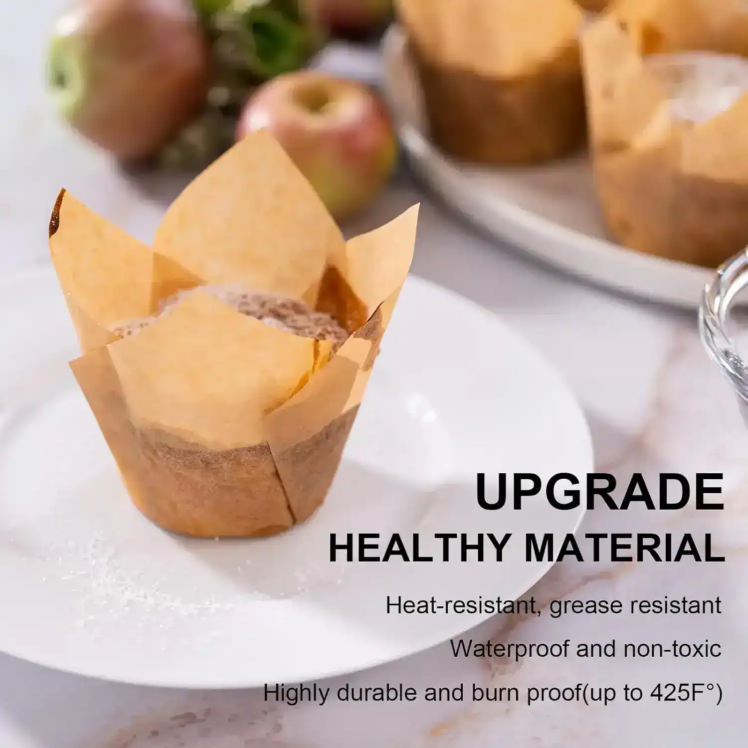 Silicone muffin paper liner, heat-resistant baking cup, non-toxic, waterproof, durable, reusable for baking and cooking, ideal for healthy and eco-friendly kitchen use.