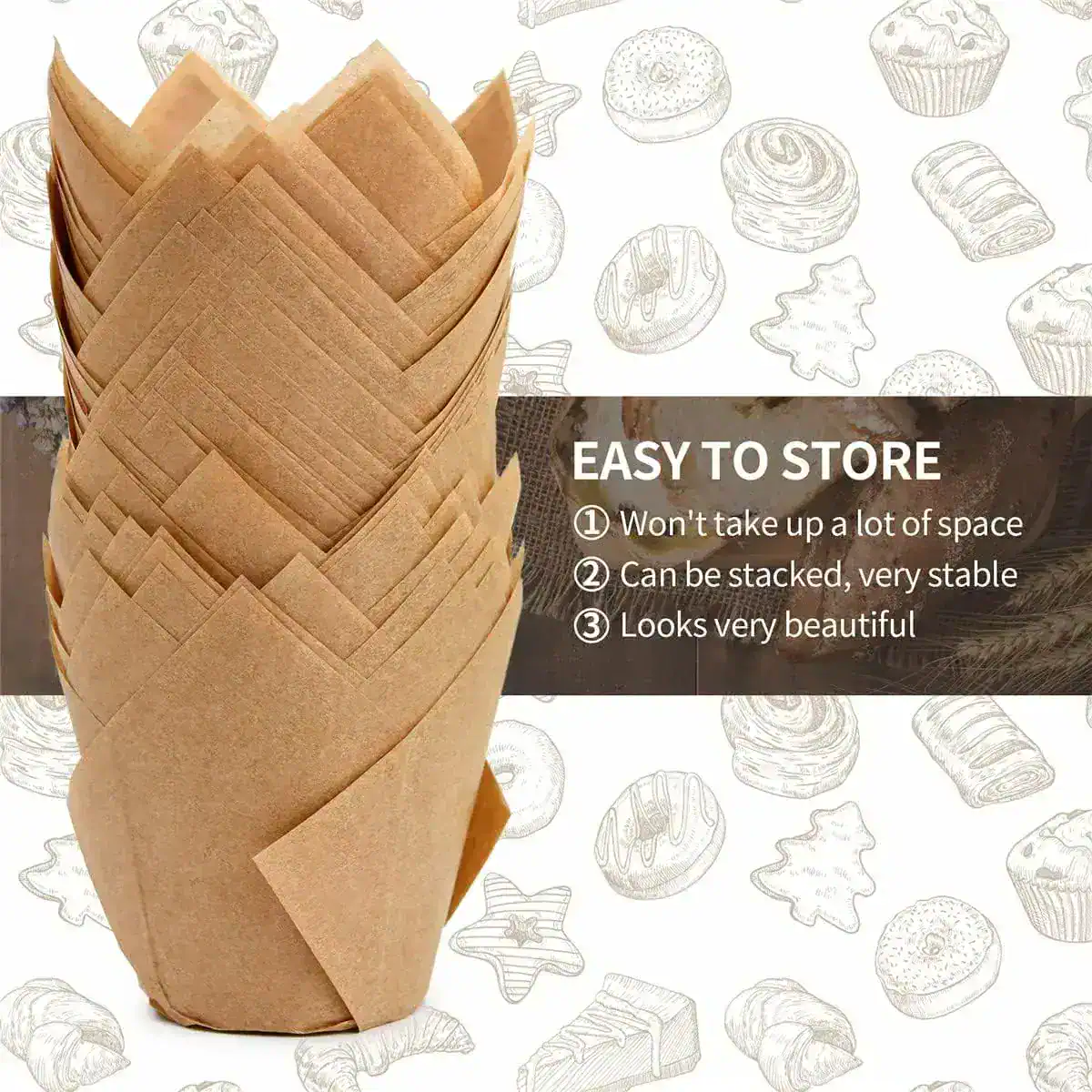Brown paper napkins in container, eco-friendly napkin storage, stylish napkin holder for kitchen or restaurant.