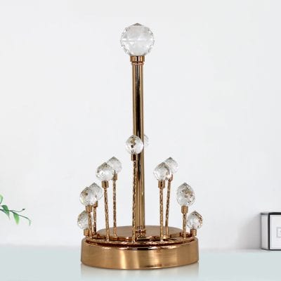 Elegant crystal jewelry holder with gold accents for display and organization at Monalisa Store.