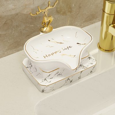 Elegant marble and gold soap dish with 