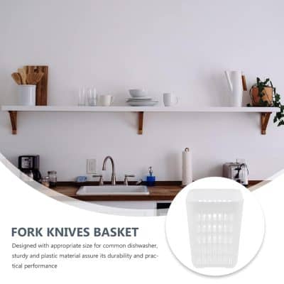 White kitchen shelf with dishes and utensils, modern minimalistic design for Monalisa Store.