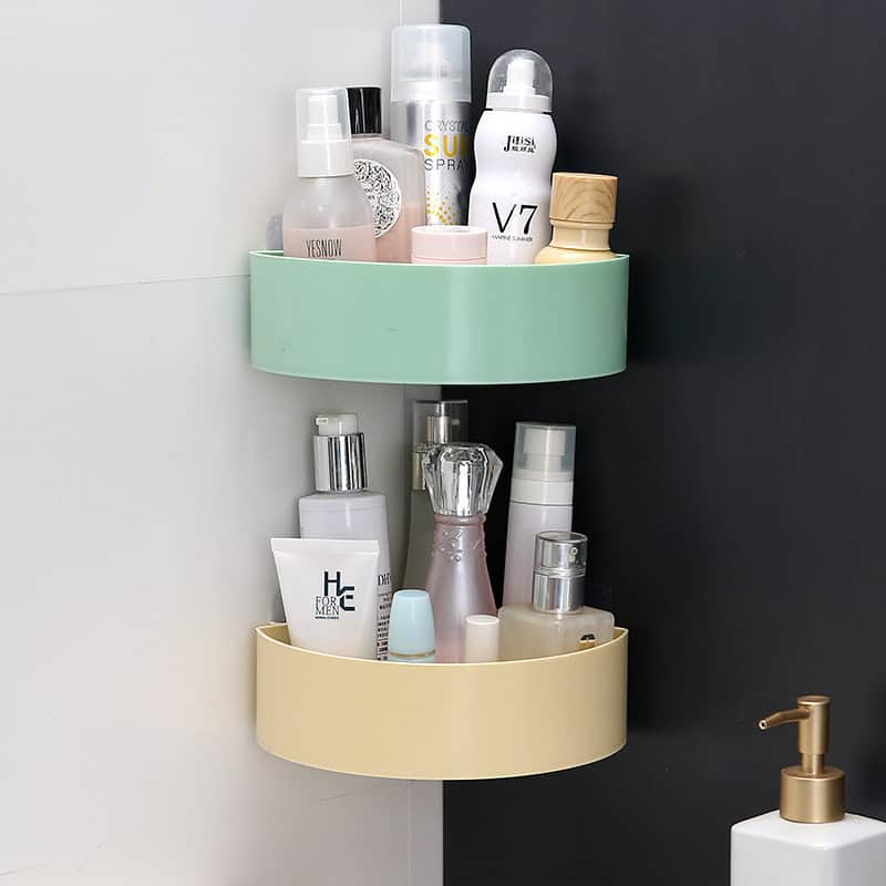 Multiple shelves with skincare and cosmetic bottles for beauty and skincare products at Monalisa Store, emphasizing clean and organized look for cosmetics and skincare brands.