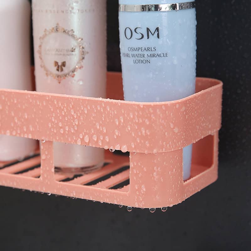 Moisture-proof pink shower caddy holding skincare products at Monalisa Store, perfect for organized bathroom storage.